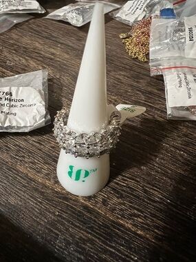 Sparkling Silver Tone CZ Statement Ring - Clear Crystals BP OG Ring